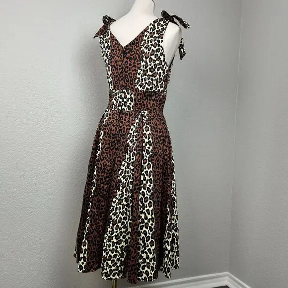 Deadly Dames Women's Tie Me Up Dress Animal Print Flare Size M - Picture 6 of 9